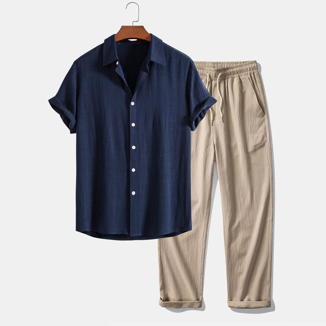 Herren Set Kurzarmhemd mit langer Sommerhose Herren Set Kurzarmhemd mit langer Sommerhose Eldenmark 