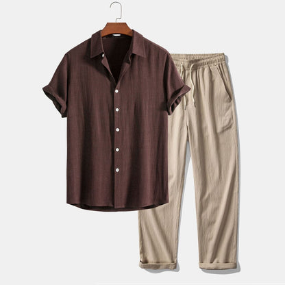 Herren Set Kurzarmhemd mit langer Sommerhose Herren Set Kurzarmhemd mit langer Sommerhose Eldenmark 
