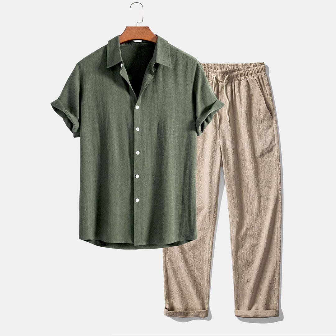 Herren Set Kurzarmhemd mit langer Sommerhose Herren Set Kurzarmhemd mit langer Sommerhose Eldenmark 