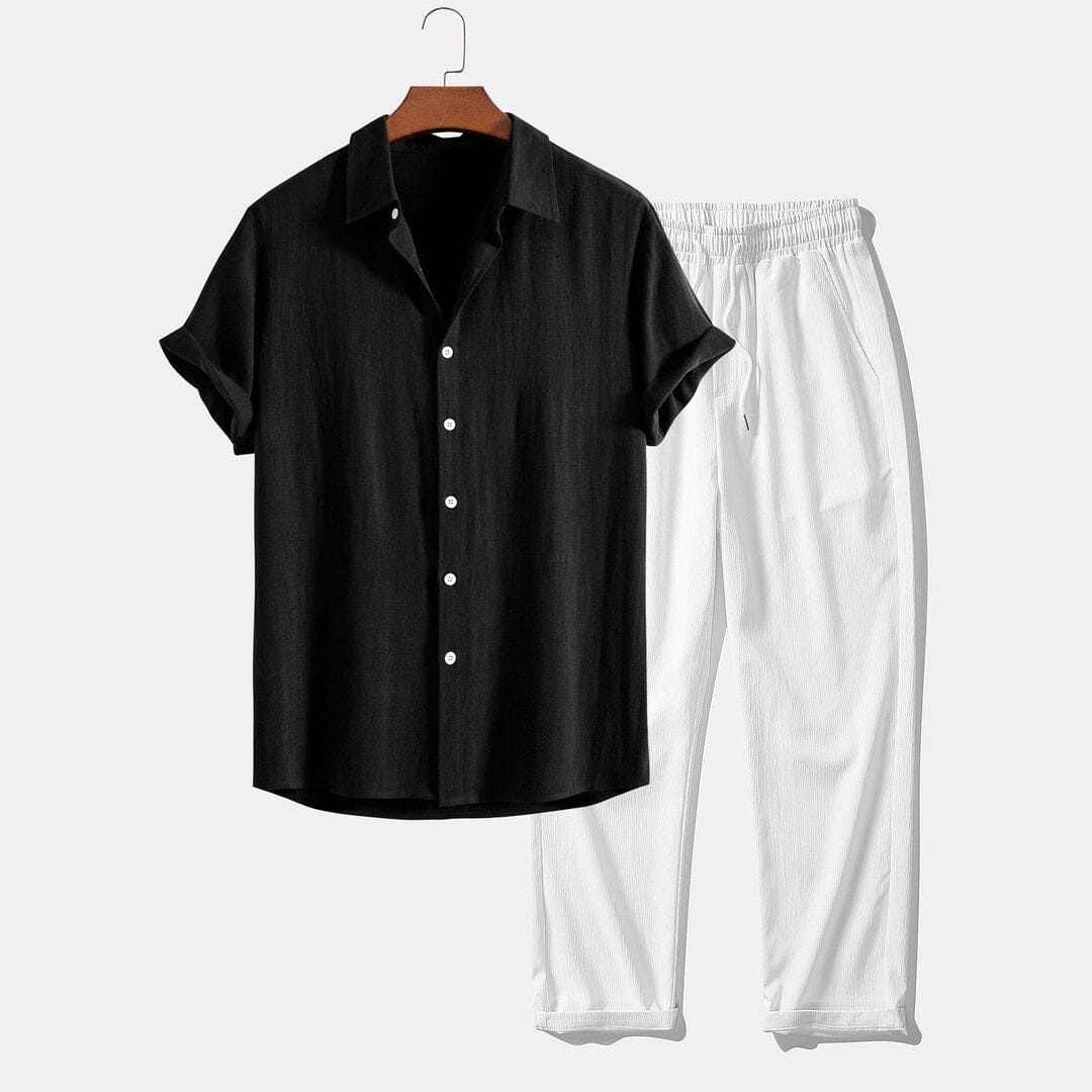 Herren Set Kurzarmhemd mit langer Sommerhose Herren Set Kurzarmhemd mit langer Sommerhose Eldenmark 