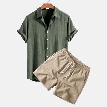 Herren Set Leinenhemd mit Bermuda Shorts Herren Set Leinenhemd mit Bermuda Shorts Eldenmark 