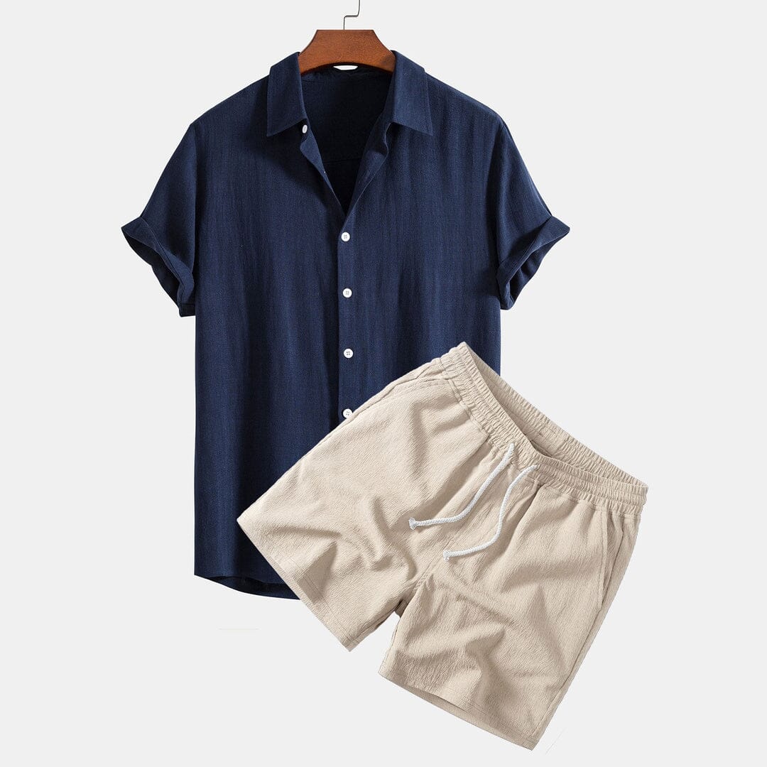 Herren Set Leinenhemd mit Bermuda Shorts Herren Set Leinenhemd mit Bermuda Shorts Eldenmark 