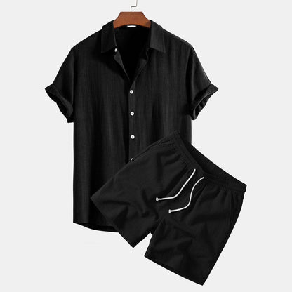 Herren Set Leinenhemd mit Bermuda Shorts Herren Set Leinenhemd mit Bermuda Shorts Eldenmark 