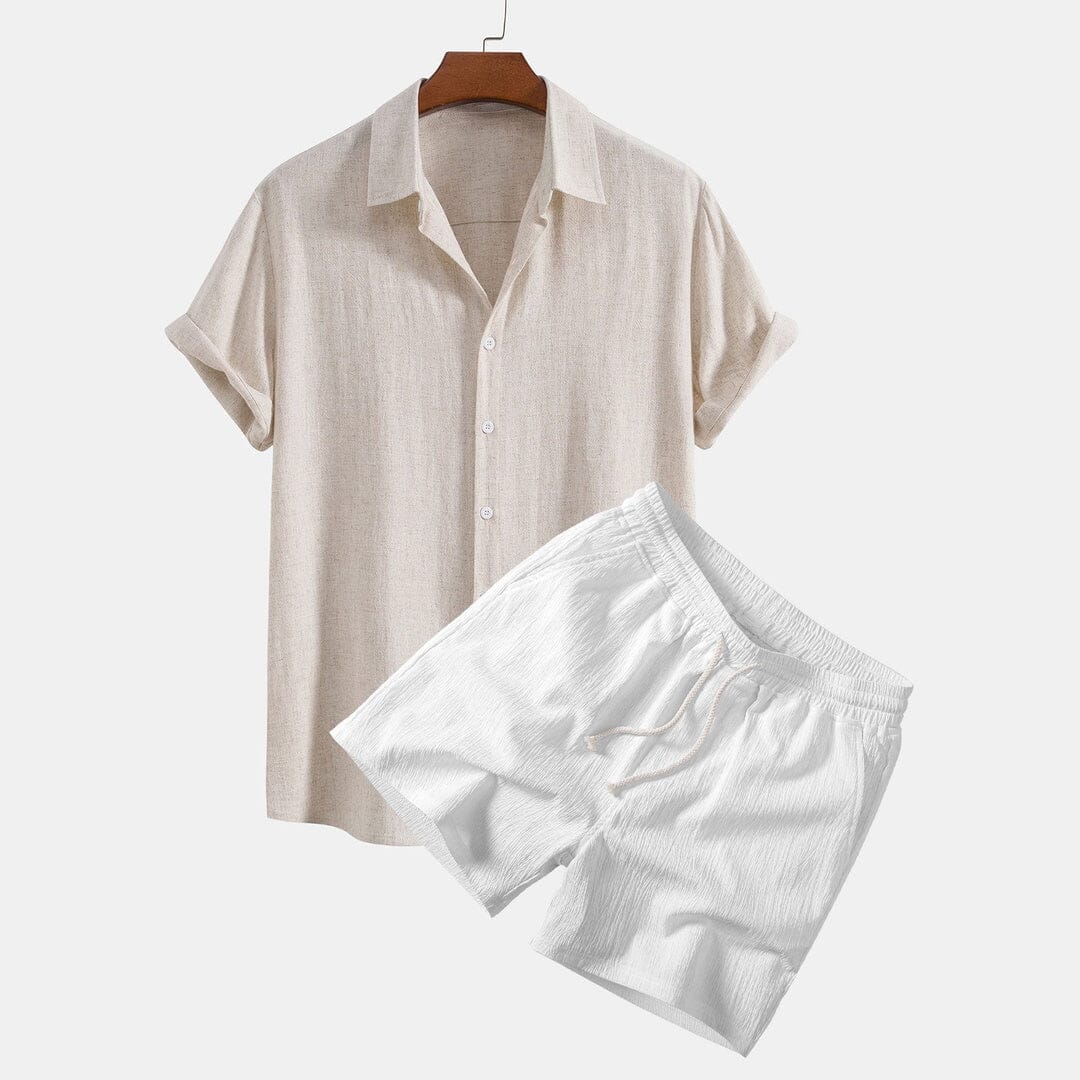 Herren Set Leinenhemd mit Bermuda Shorts Herren Set Leinenhemd mit Bermuda Shorts Eldenmark 