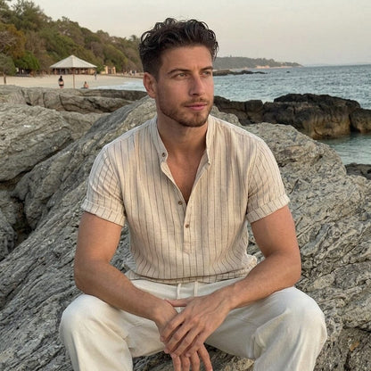 Herren Set Resorthemd mit Leinen-Sommerhose Herren Set Resorthemd mit Leinen-Sommerhose Eldenmark 