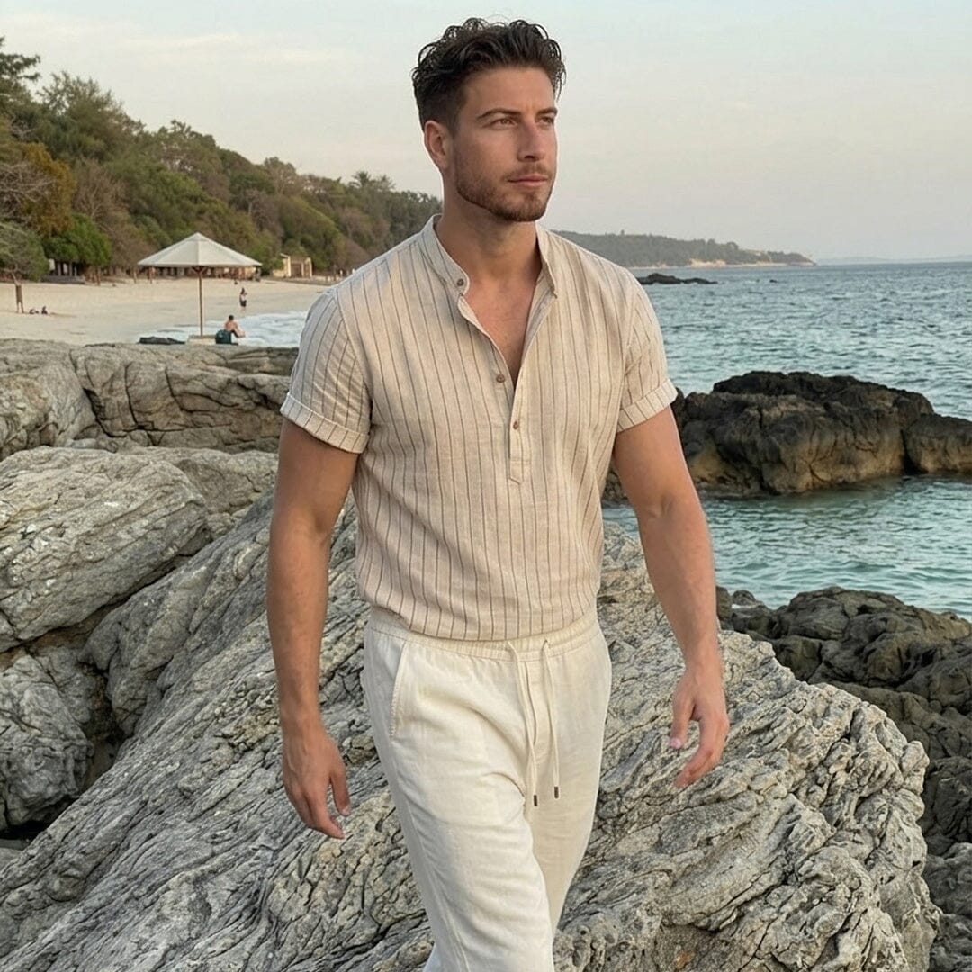 Herren Set Resorthemd mit Leinen-Sommerhose Herren Set Resorthemd mit Leinen-Sommerhose Eldenmark 