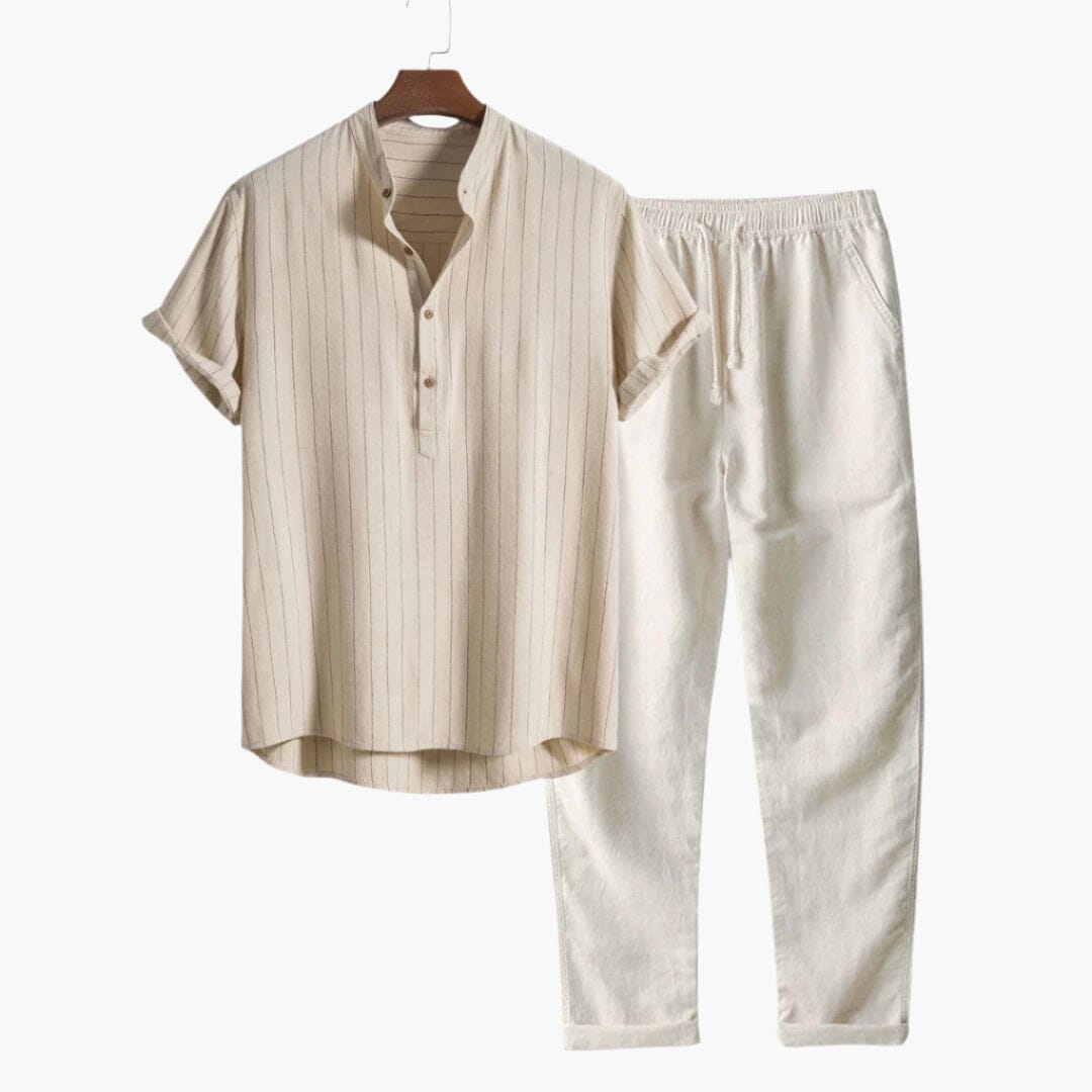 Herren Set Resorthemd mit Leinen-Sommerhose Herren Set Resorthemd mit Leinen-Sommerhose Eldenmark 