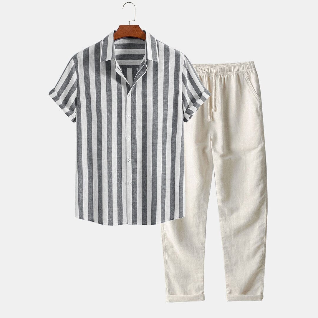 Herren Set Sommerhemd mit Baumwoll-Leinenhose Herren Set Sommerhemd mit Baumwoll-Leinenhose Eldenmark 
