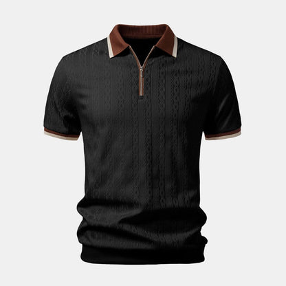 Herren Set Strickpolo mit Reißverschluss und Kontrastkante Herren Set Strickpolo mit Reißverschluss und Kontrastkante Eldenmark 
