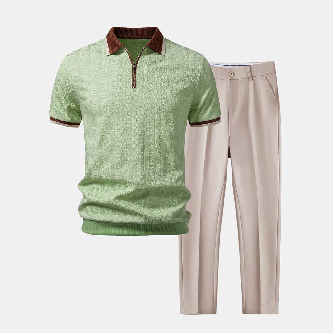 Herren Set Strickpolo mit Reißverschluss und Kontrastkante Herren Set Strickpolo mit Reißverschluss und Kontrastkante Eldenmark 