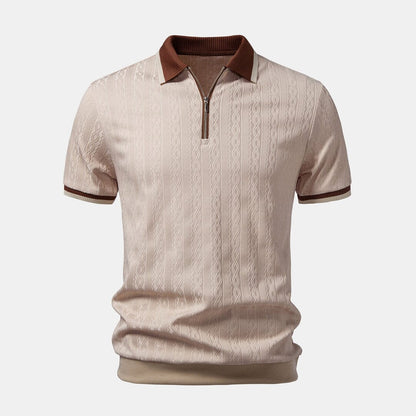 Herren Set Strickpolo mit Reißverschluss und Kontrastkante Herren Set Strickpolo mit Reißverschluss und Kontrastkante Eldenmark 