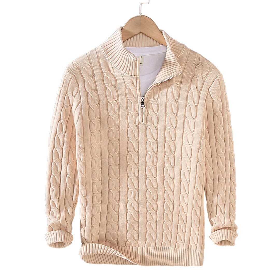 Herren Set Strickpullover Beige mit Zopfmuster Herren Set Strickpullover Beige mit Zopfmuster Eldenmark 