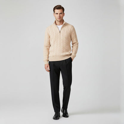 Herren Set Strickpullover Beige mit Zopfmuster Herren Set Strickpullover Beige mit Zopfmuster Eldenmark 