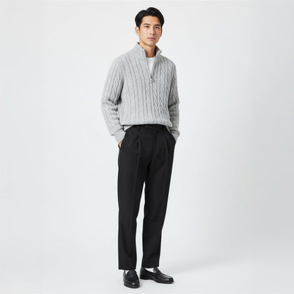 Herren Set Strickpullover Grau mit Zopfmuster Herren Set Strickpullover Grau mit Zopfmuster Eldenmark 