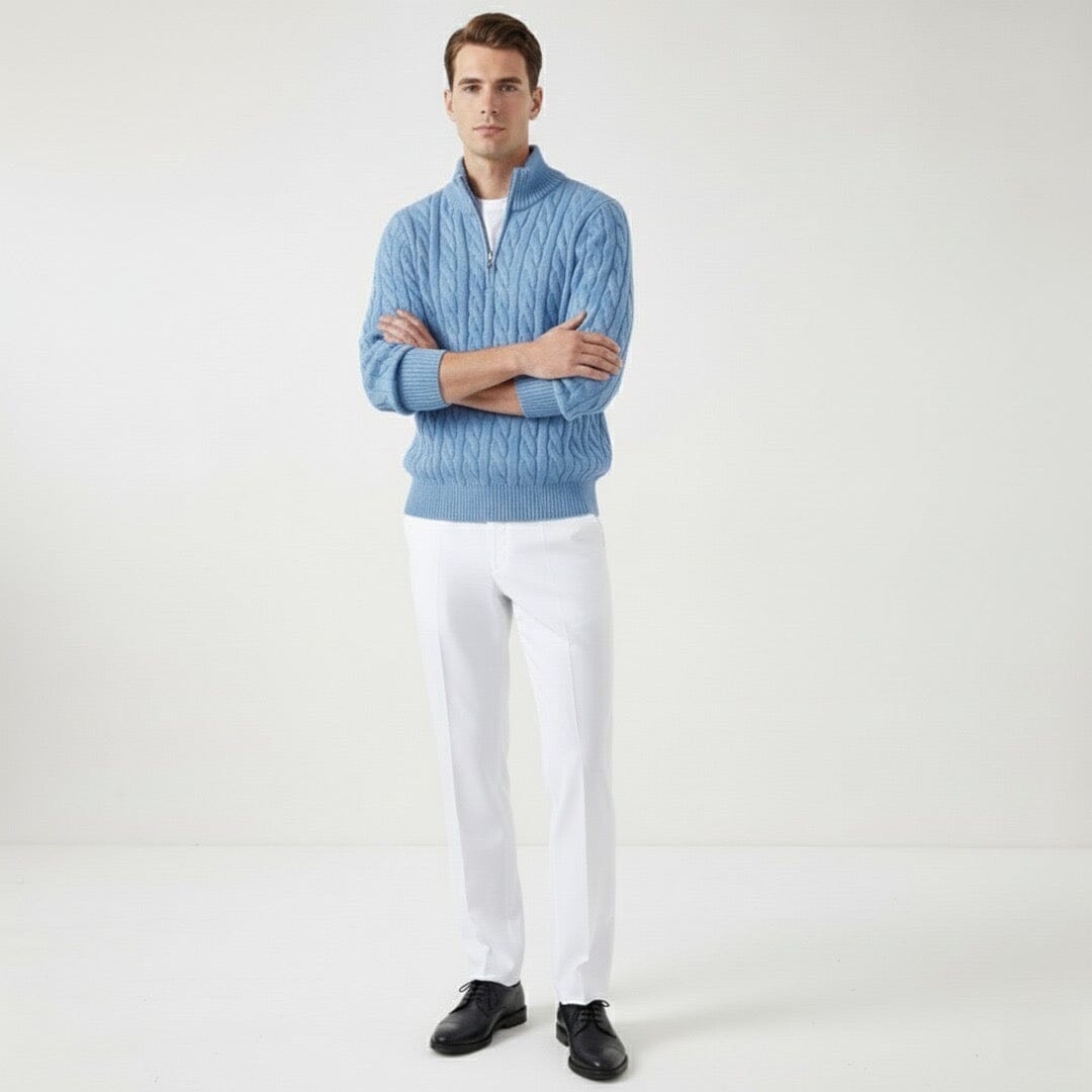 Herren Set Strickpullover Hellblau mit Zopfmuster Herren Set Strickpullover Hellblau mit Zopfmuster Eldenmark 