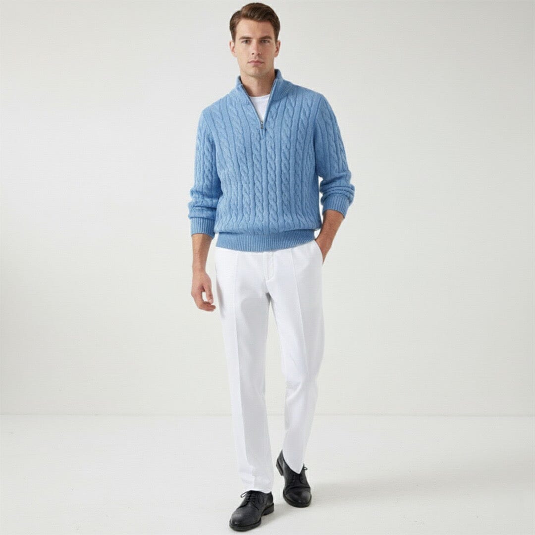 Herren Set Strickpullover Hellblau mit Zopfmuster Herren Set Strickpullover Hellblau mit Zopfmuster Eldenmark 