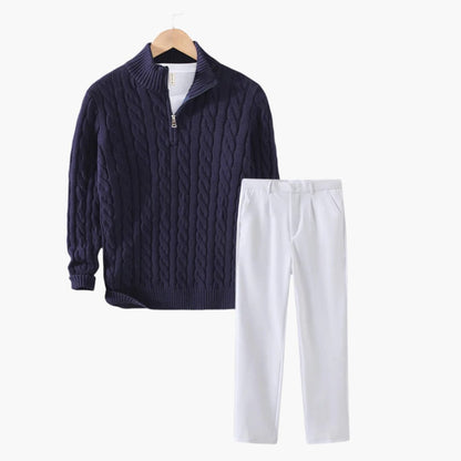 Herren Set Strickpullover Navy mit Zopfmuster Herren Set Strickpullover Navy mit Zopfmuster Eldenmark 
