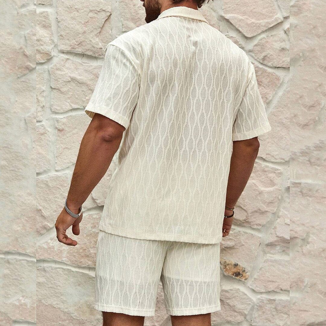 Herren Set Strukturhemd Creme mit Shorts Herren Set Strukturhemd Creme mit Shorts Eldenmark 