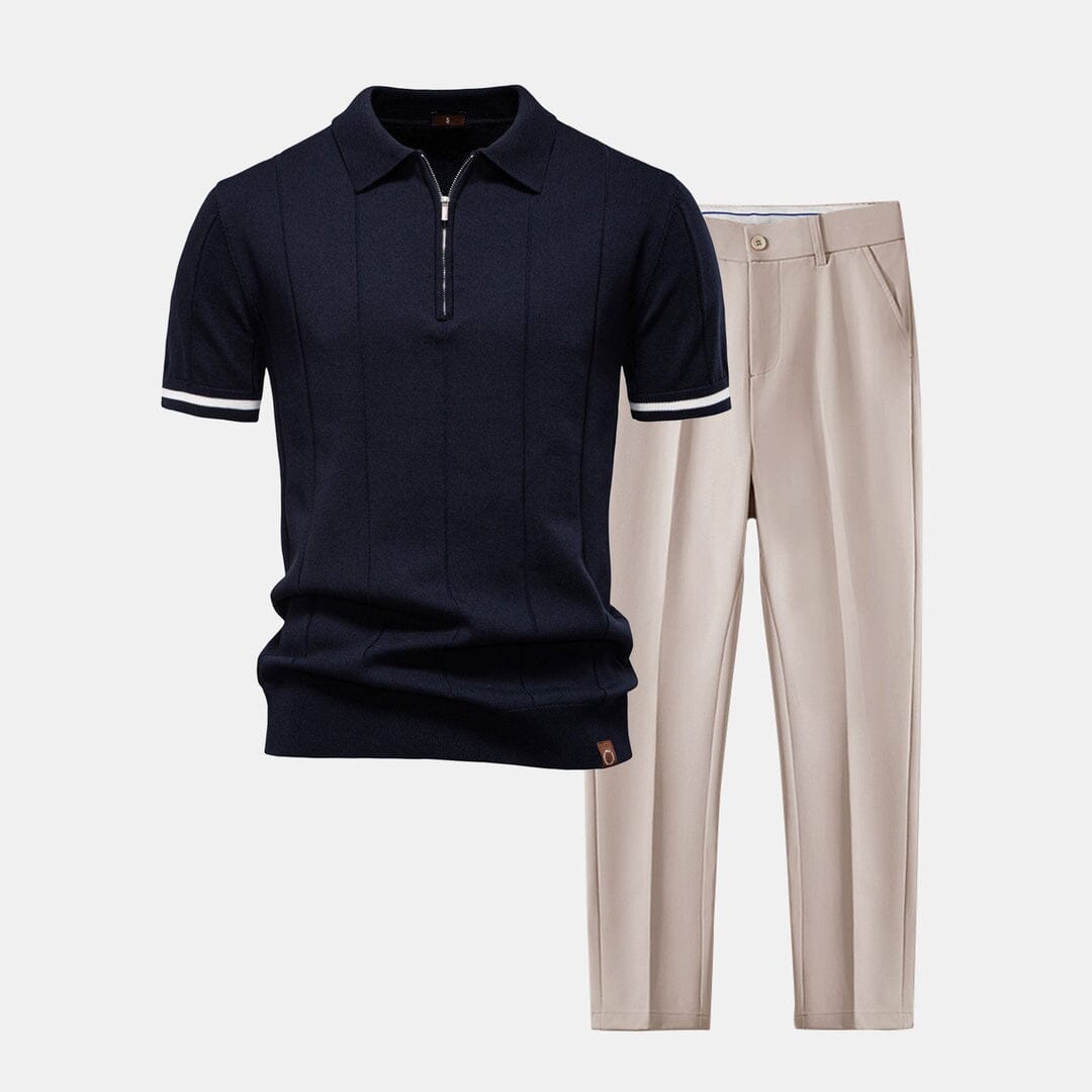 Herren Set Zip-Polo mit Anzughose Tailored Fit Herren Set Zip-Polo mit Anzughose Tailored Fit Eldenmark 