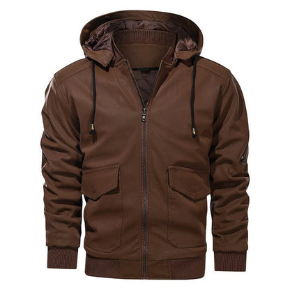Lederjacke Herren Braun Gefüttert mit Kapuze Lederjacke Herren Braun Gefüttert mit Kapuze Eldenmark 
