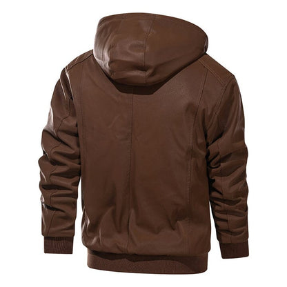 Lederjacke Herren Braun Gefüttert mit Kapuze Lederjacke Herren Braun Gefüttert mit Kapuze Eldenmark 