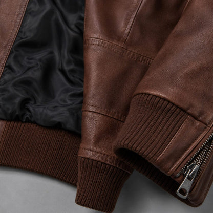 Lederjacke Herren Braun mit Abnehmbarer Kapuze Lederjacke Herren Braun mit Abnehmbarer Kapuze Eldenmark 