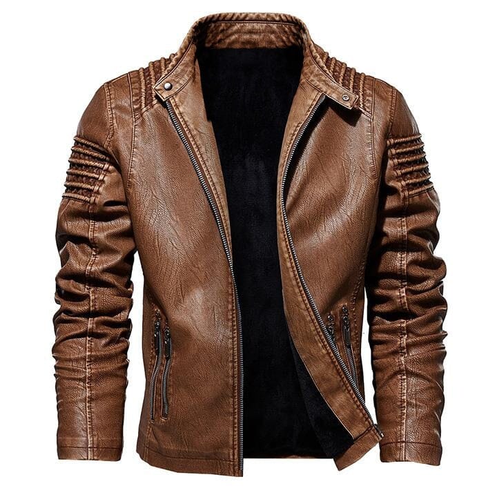 Lederjacke Herren Braun Slim Fit mit Stehkragen Lederjacke Herren Braun Slim Fit mit Stehkragen Eldenmark S Braun 