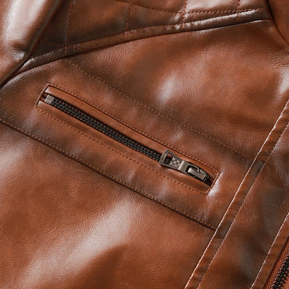 Lederjacke Herren Cognac mit Gesteppten Schultern Lederjacke Herren Cognac mit Gesteppten Schultern Eldenmark 