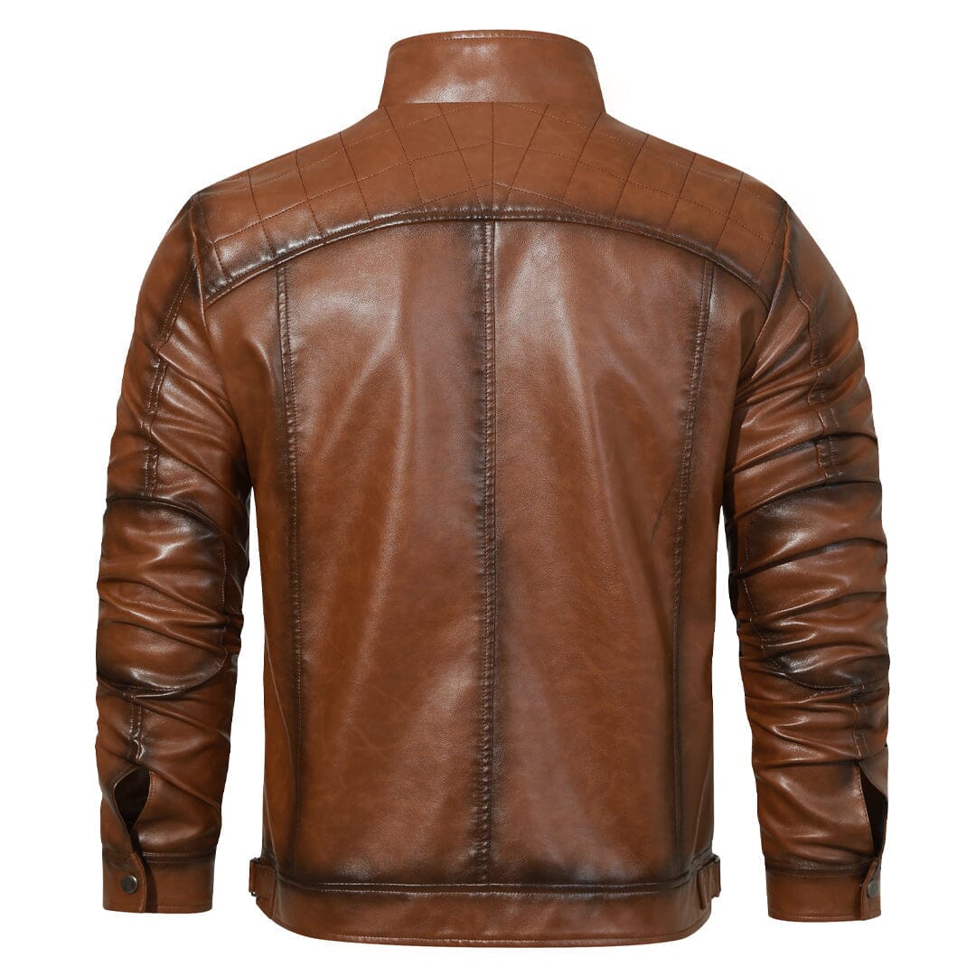 Lederjacke Herren Cognac mit Gesteppten Schultern Lederjacke Herren Cognac mit Gesteppten Schultern Eldenmark 