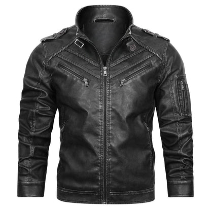 Lederjacke Herren Schwarz Biker mit Ärmeltasche Lederjacke Herren Schwarz Biker mit Ärmeltasche Eldenmark 