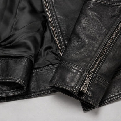 Lederjacke Herren Schwarz Biker mit Ärmeltasche Lederjacke Herren Schwarz Biker mit Ärmeltasche Eldenmark 