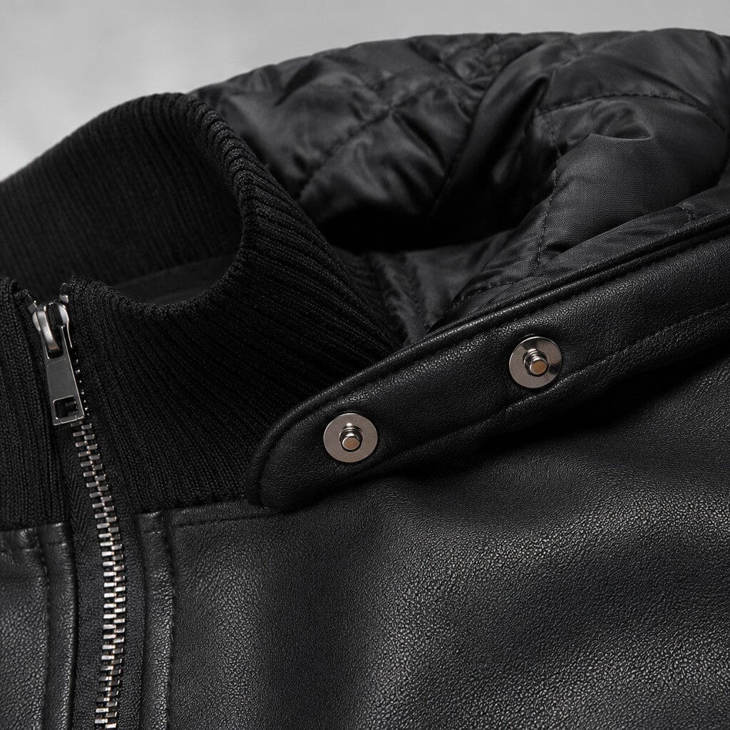 Lederjacke Herren Schwarz Gefüttert mit Kapuze Lederjacke Herren Schwarz Gefüttert mit Kapuze Eldenmark 