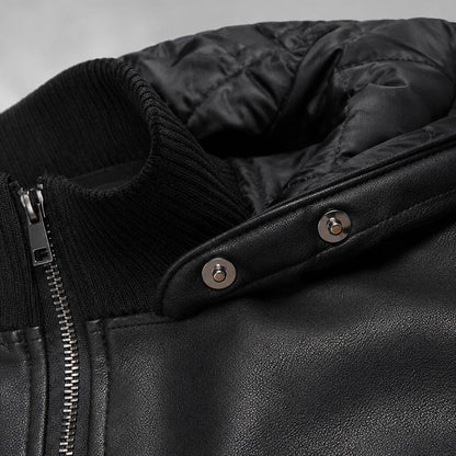Lederjacke Herren Schwarz Gefüttert mit Kapuze Lederjacke Herren Schwarz Gefüttert mit Kapuze Eldenmark 