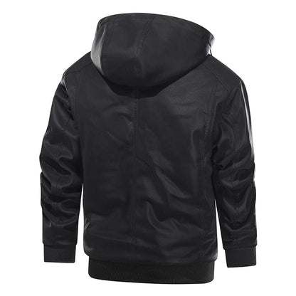 Lederjacke Herren Schwarz Gefüttert mit Kapuze Lederjacke Herren Schwarz Gefüttert mit Kapuze Eldenmark 
