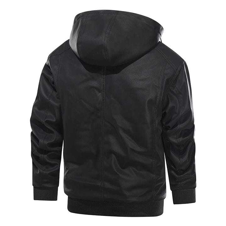 Lederjacke Herren Schwarz Gefüttert mit Kapuze Lederjacke Herren Schwarz Gefüttert mit Kapuze Eldenmark 