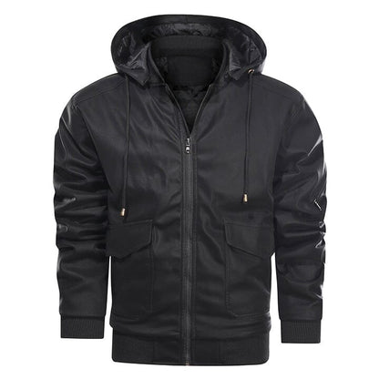 Lederjacke Herren Schwarz Gefüttert mit Kapuze Lederjacke Herren Schwarz Gefüttert mit Kapuze Eldenmark 