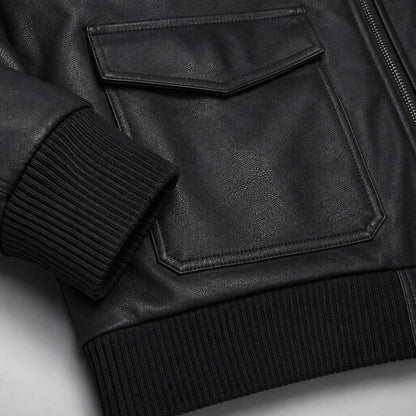 Lederjacke Herren Schwarz Gefüttert mit Kapuze Lederjacke Herren Schwarz Gefüttert mit Kapuze Eldenmark 