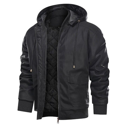 Lederjacke Herren Schwarz Gefüttert mit Kapuze Lederjacke Herren Schwarz Gefüttert mit Kapuze Eldenmark S Schwarz 