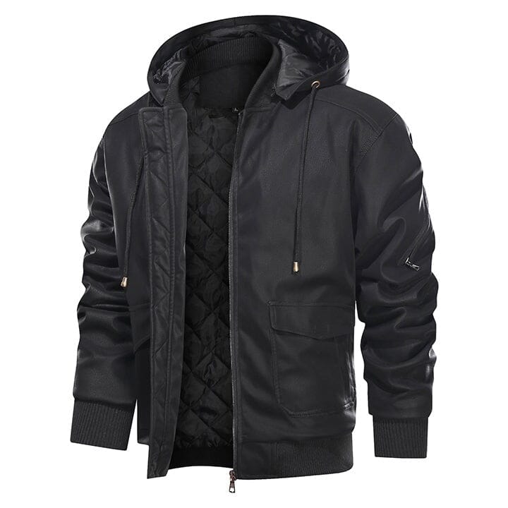 Lederjacke Herren Schwarz Gefüttert mit Kapuze Lederjacke Herren Schwarz Gefüttert mit Kapuze Eldenmark S Schwarz 