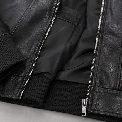 Lederjacke Herren Schwarz mit Abnehmbarer Kapuze Lederjacke Herren Schwarz mit Abnehmbarer Kapuze Eldenmark 