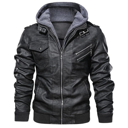 Lederjacke Herren Schwarz mit Abnehmbarer Kapuze Lederjacke Herren Schwarz mit Abnehmbarer Kapuze Eldenmark S Schwarz 