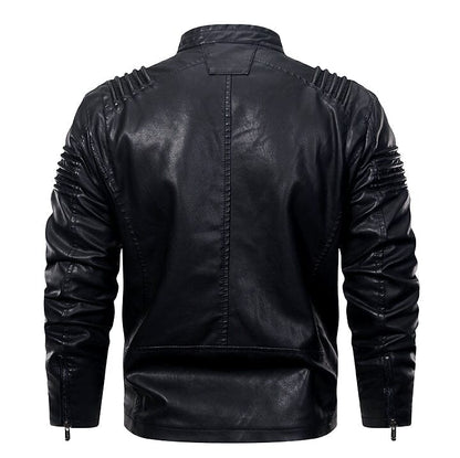 Lederjacke Herren Schwarz Slim Fit mit Stehkragen Lederjacke Herren Schwarz Slim Fit mit Stehkragen Eldenmark 