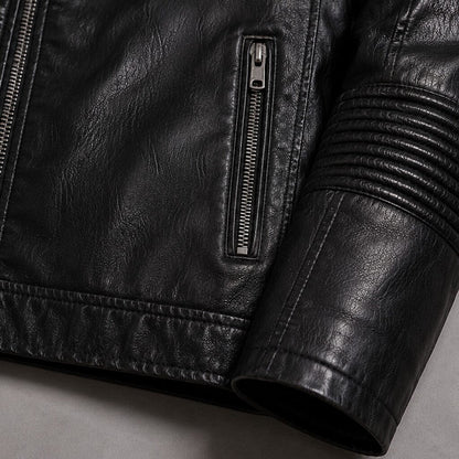 Lederjacke Herren Schwarz Slim Fit mit Stehkragen Lederjacke Herren Schwarz Slim Fit mit Stehkragen Eldenmark 
