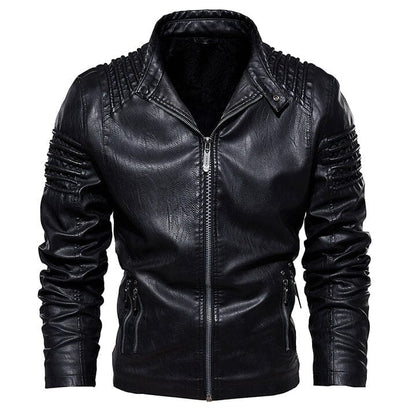 Lederjacke Herren Schwarz Slim Fit mit Stehkragen Lederjacke Herren Schwarz Slim Fit mit Stehkragen Eldenmark S Schwarz 