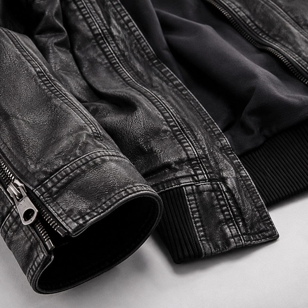 Lederjacke Herren Schwarz Vintage mit Stehkragen Lederjacke Herren Schwarz Vintage mit Stehkragen Eldenmark 