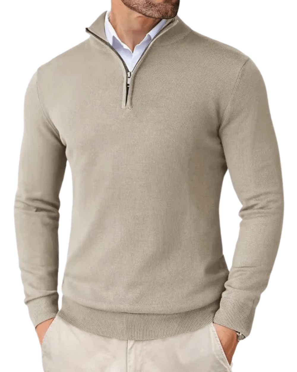 Pullover mit Zip-Kragen Pullover Eldenmark Beige S 