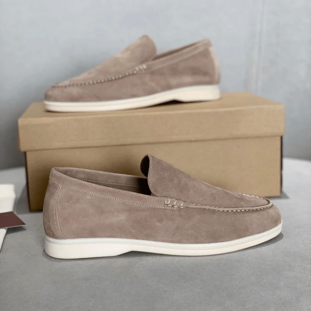 Schicke Wildleder-Loafer Schuhe Eldenmark Beige 40 