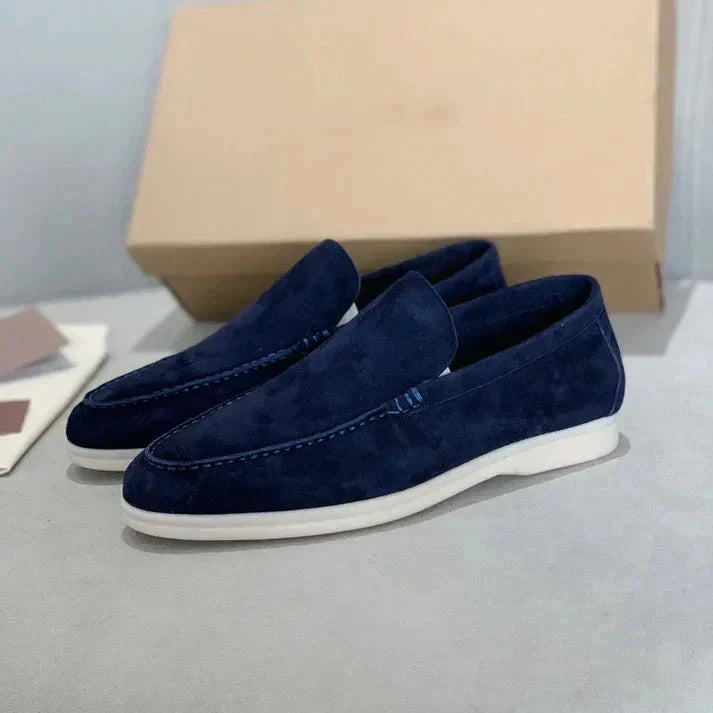 Schicke Wildleder-Loafer Schuhe Eldenmark Bleu foncé 47 