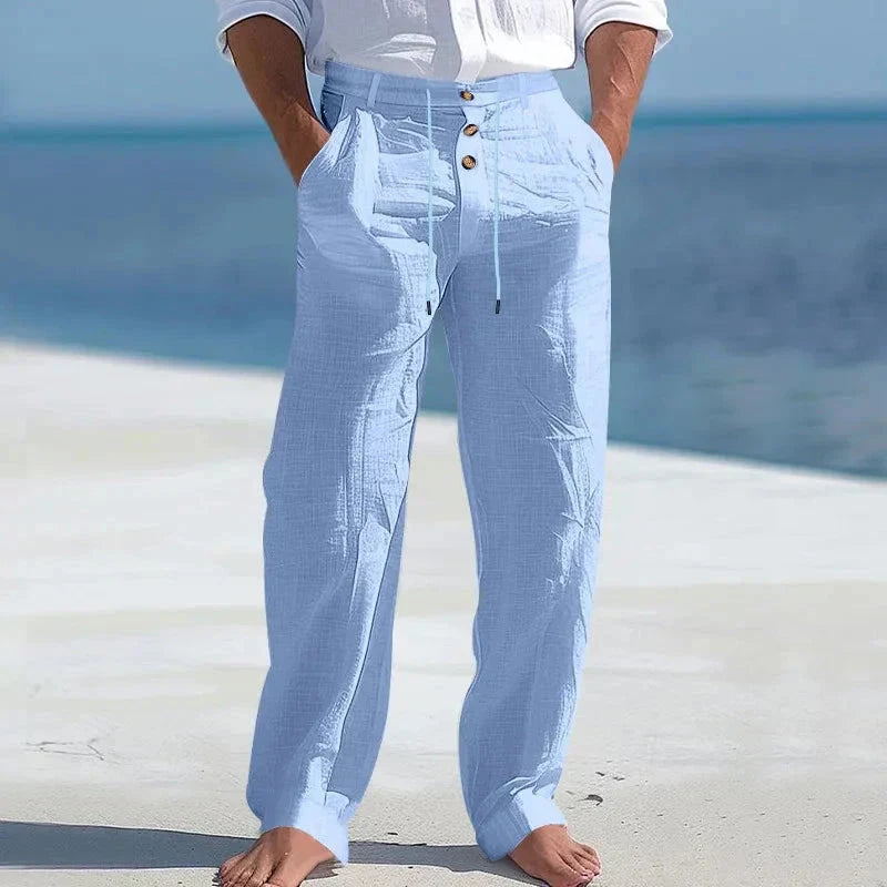 Sommerhose aus Leinen Hose Eldenmark Bleu S 