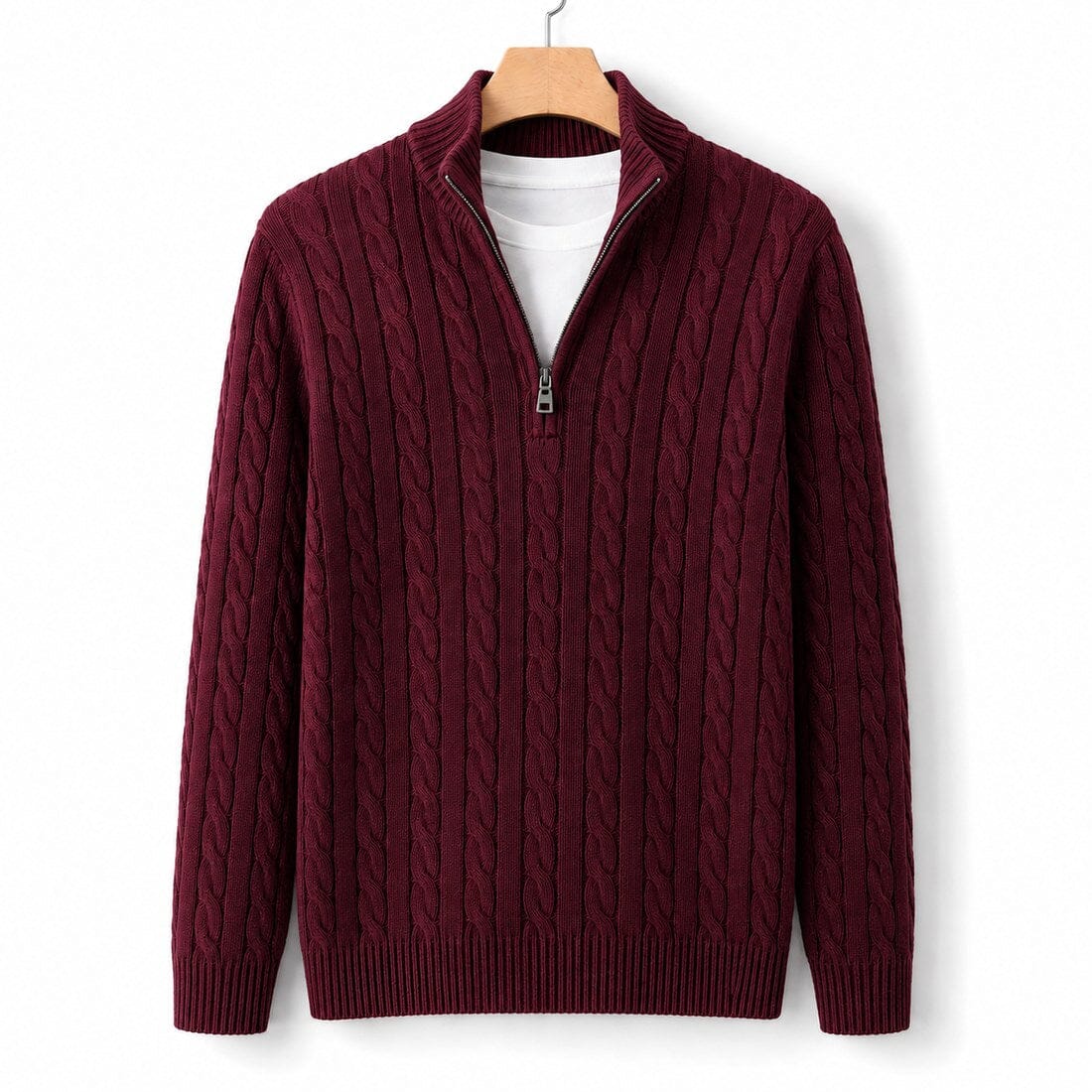 TAEBAEK Strickpullover mit Reißverschluss Strickpullover Eldenmark Bordeaux S 